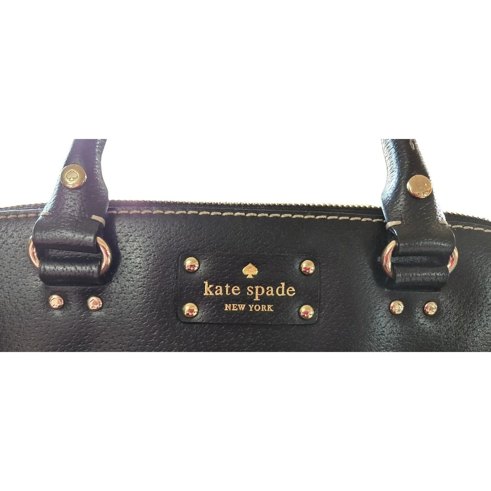 Kate Spade Classic Chic Rachelle Wellesley Black Pebbled Leather Dome Satchel
